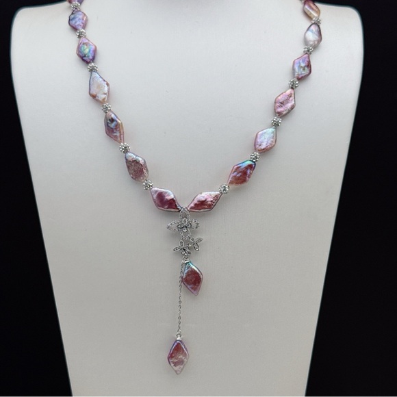 26X31 Handmade Freshwater Baroque Pearl Necklace Metallic Purple Pearls - Picture 8 of 8